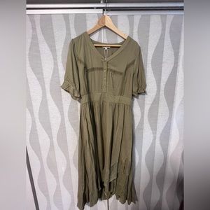 Baltic Born Hannah Midi Dress. Dusty Olive. Size XL